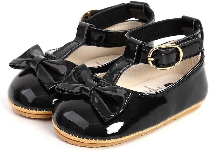 COSANKIM Baby Girls Mary Jane Flats Shoes Anti-Slip Rubber Sole Infant Toddler Princess Wedding Dress Shoes