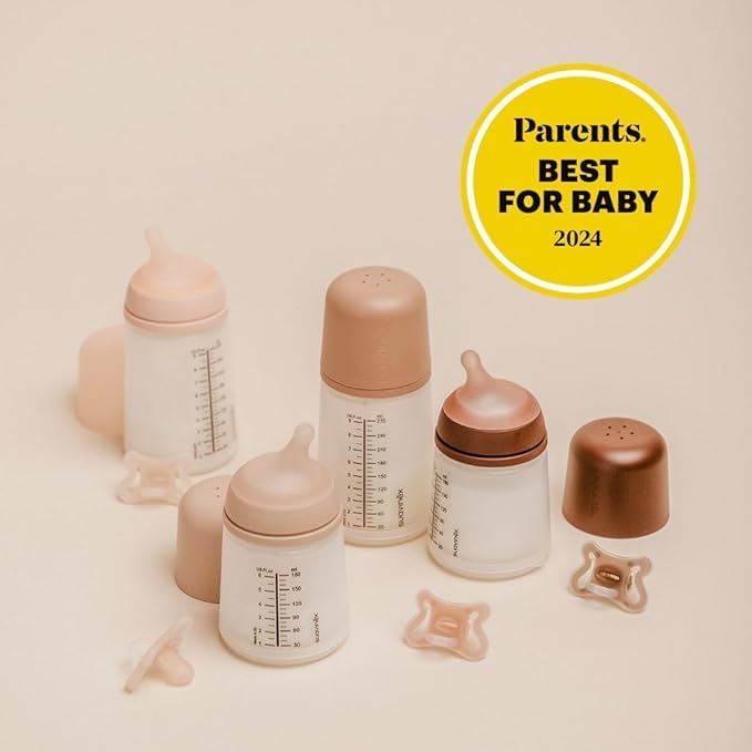 Suavinex Zero Zero Anti Colic Baby Bottle, No 1 Spanish Baby Bottle Brand, Minimizes Bottle Rejection & Nipple Confusion, Perfect for Breastfeeding Babies, 4 PK 9 oz, Medium Tone, Medium Flow