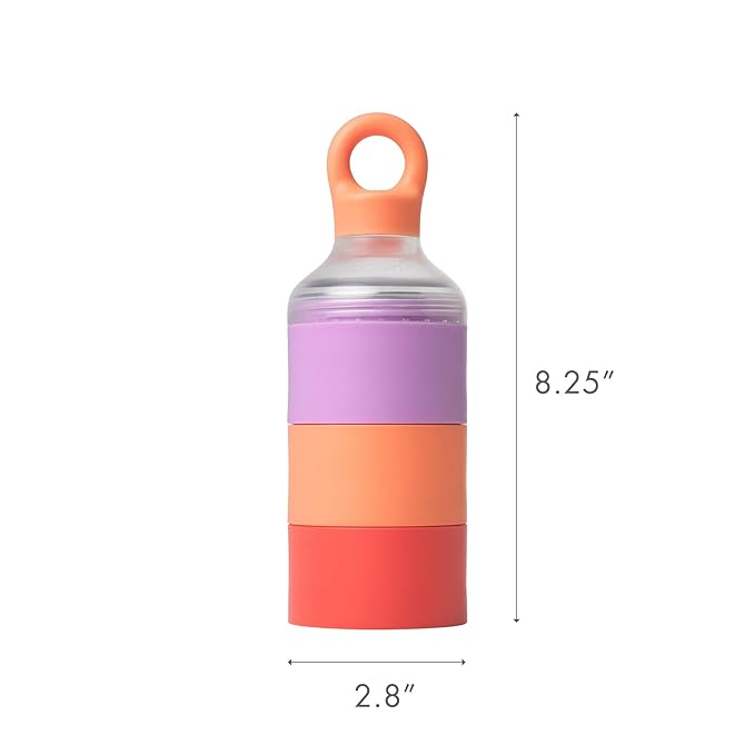 Boon Triful Baby Formula Dispenser On The Go - Insulated Stainless Steel Formula Containers with Stacking Design - Baby Bottle-Feeding Supplies for Travel - Pink