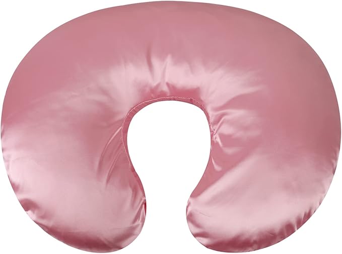 Satin Nursing Pillow Cover Set 2 Pack Ultra Soft Silk Compatible with Boppy Pillow for Breastfeeding Pillow Protect for Baby Hair and Skin White & Pink