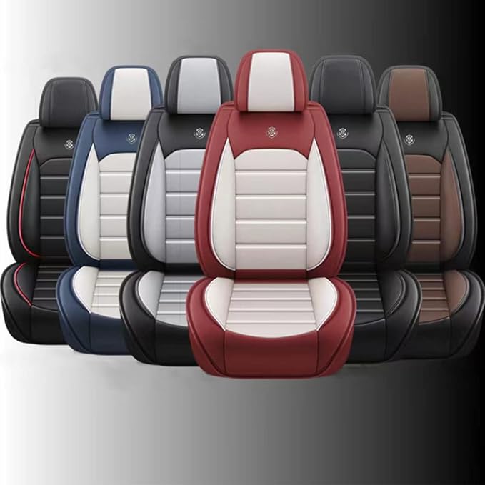 Leather Seat Cover for Ford Edge 2010-2026,Waterproof Soft Seat Covers,Interior Accessories Seat Covers Cushion Vehicle Protector Airbag Compatible(Black&Red,2PCS Front)