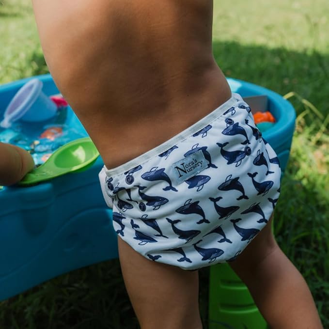 Nora's Nursery Reusable Swim Diapers and Wet Bag - One Size Fully Adjustable - Big Splash Unisex 3 Pack with Wet Bag
