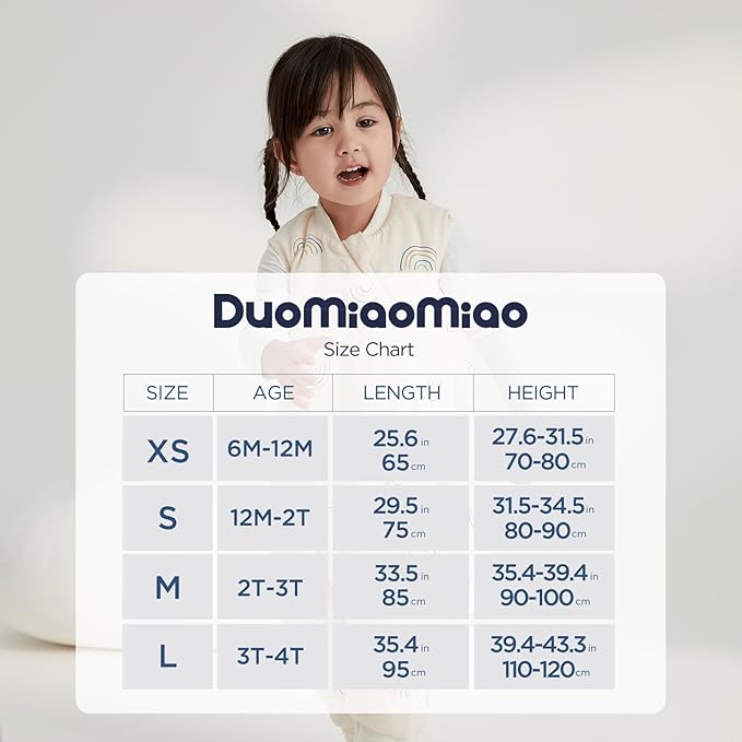 Duomiaomiao 2.5 TOG Toddler Sleep Sack 36-48 Months 100% Cotton Winter Side Open Zipper Baby Sleep Sack with Feet, Warm Toddler Wearable Blanket