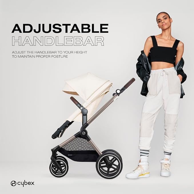 Cybex EOS 2-in-1 Stroller - Bassinet Stroller Converts to Toddler Stroller with One-Hand Recline - Bassinet and Toddler Seat Included, Reversible & Travel System Ready, Moon Black
