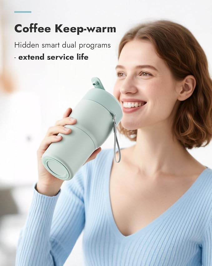 Papablic Pro Portable Bottle Warmer for Travel – Fast Heating, Built-in Sterilizer, 30W Fast Charge, 5-Temp Control, Easy-Clean Wide Mouth, Baby Milk Warmer for Breastmilk & Formula, Lilac Purple