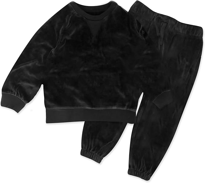 HonestBaby Baby 2-Piece Cozy Velour 100% Organic Cotton Sweatshirt and Jogger Sweatpants Set