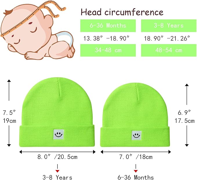 Baby Beanie Knit Ski Hat with Cute Face for Girls Boys 0-7 Years