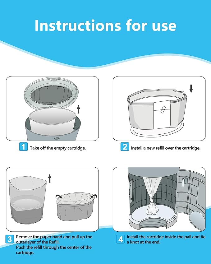 HIDALIFE Refills Compatible with Dekor Classic Diaper Pails, Disposable Diaper Trash Bags, Extra Thick Diaper Pail Refill Liners, Hold Up to 3960 Diapers (8 Pack)