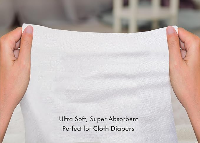 RUVANTI Unisex Birdseye Flat-Fold Cloth Diapers for Babies 24 Pack, 100% Cotton Reusable Diaper Inserts 23x23 Inches, White
