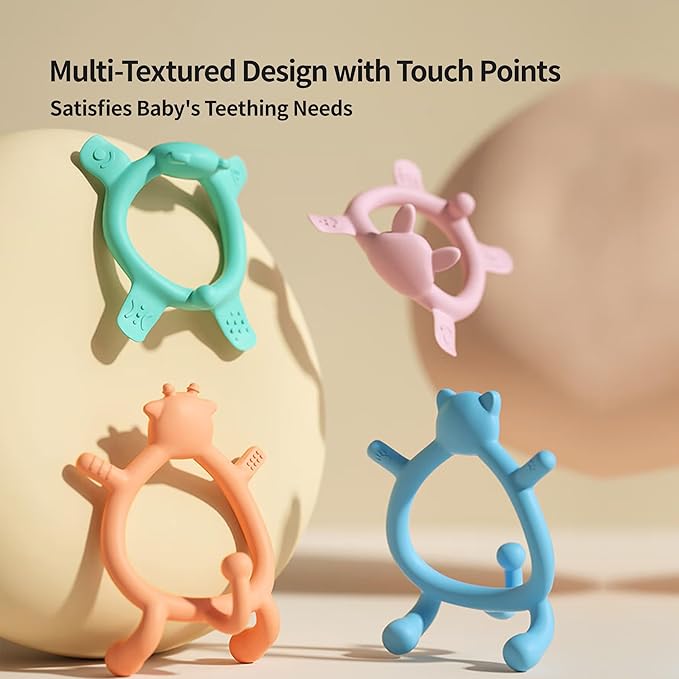 Pigeon Silicone Baby Teether – Multi-Textured Teething Relief Toys, Lightweight & Easy to Grasp, 3+ Months (Green Bear, 1 Count)