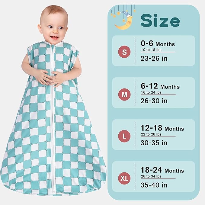 Baby Sleep Sack 18-24 Months 3 Pack Baby Wearable Blanket 100% Rayon Cotton 2-Way Zipper Toddler Sleeping Sack .Comfy Soft Lightweight TOG 0.3 (Bohemia&Checkered&Blue)