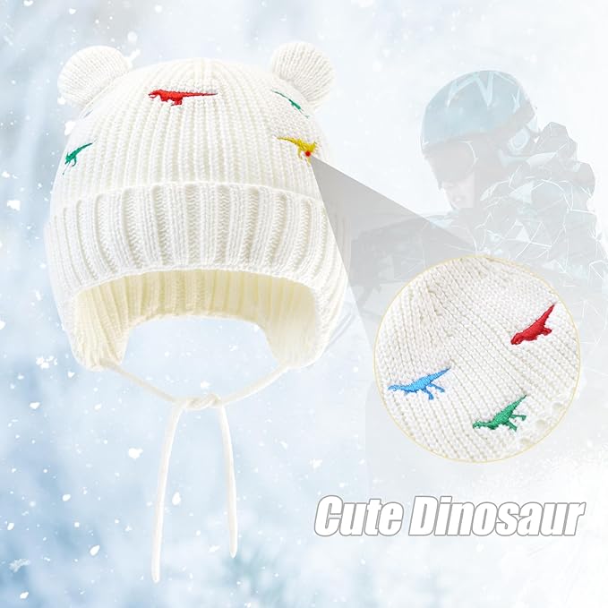 BAVST Baby Beanie Hat for Winter with Earfalp Cute Bear Kids Toddler Girls Boys Warm Knit Cap 0-2Years