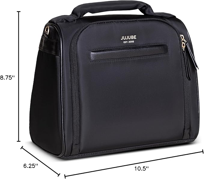JuJuBe New Insulated Bottle Bag, Breastmilk Storage Bag for Baby Bottles, Travel Insulated Waterproof Lunch Bag or Cooler Bag for Nursing, Milk, Food, Baby Formula, Snacks, Black, Mothers Day Gift