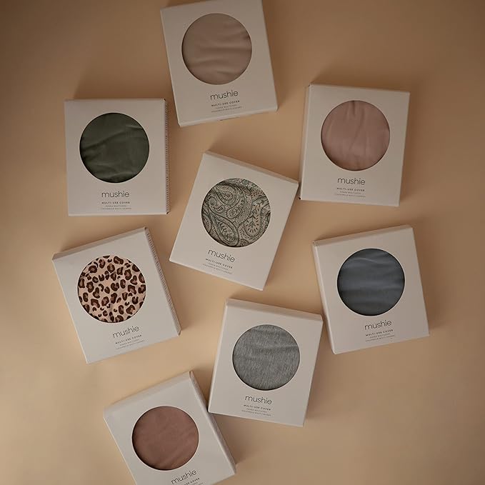 mushie Baby Car Seat Canopy Cover | Breathable & Stretchy Multi Use Cover for Breastfeeding, Nursing, High Chair, Shopping Cart, Strollers (Tradewinds)