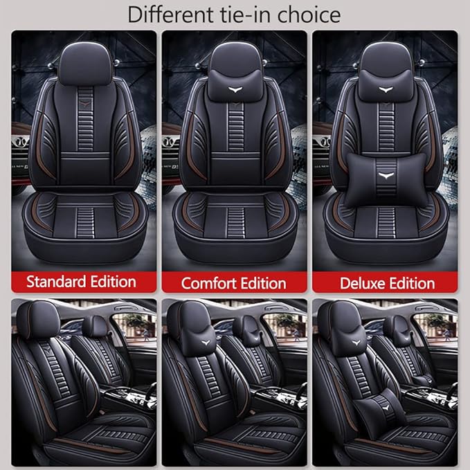 Auto Front Seat Covers fir for Suzuki 1999-2025 95% Models, 3D Front Split Bench Protection Compatible with Side Airbag Black & Coffee Line