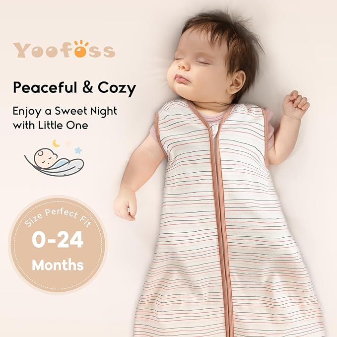 Yoofoss Baby Sleep Sack 6-12 Months 0.5 Tog Wearable Blanket for Baby, 3 Pack 100% Organic Cotton Infant Toddler Sleeping Sack 2-Way Zipper Lightweight Sleep Sack