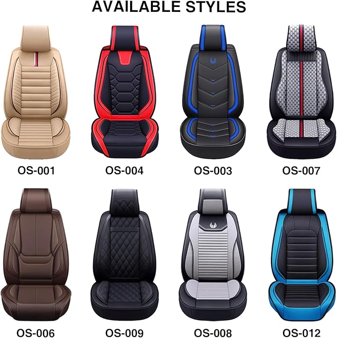 OASIS AUTO Car Seat Covers Premium Waterproof Faux Leather Cushion Universal Accessories Fit SUV Truck Sedan Automotive Vehicle Auto Interior Protector Full Set (OS-001 Tan)