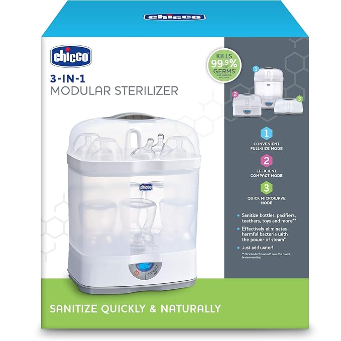 3-in-1 Modular Baby Bottle, Pacifier, Pump Parts, etc. Sterilizer - Grey