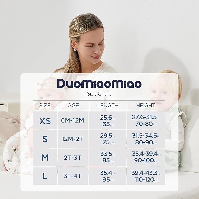 Duomiaomiao 2 Pack 0.5 TOG Toddler Sleep Sack 6-12 Months 100% Cotton Lightweight Baby Sleep Sack with Feet, Breathable Comfy Toddler Wearable Blanket