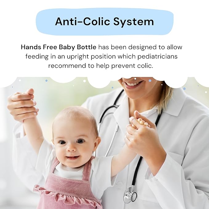 Hands-Free Baby Bottle - Anti-Colic Nursing System 9 oz Baby Bottle with Fast Flow Nipple/Teat 3m+ Infant with Tube Straw Feeding System for Toddler (1 Bottle - Elephant)