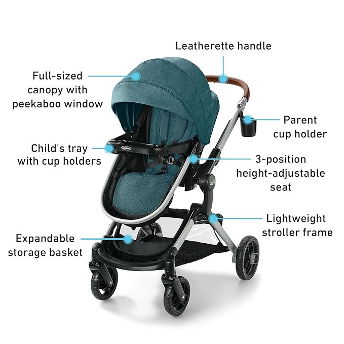 Graco Modes Nest Travel System, 3-in1 Modular Carseat Stroller Combo, Adjustable Slide2Me Infant Car Seat Carrier, Pramette, Toddler Stroller, Includes SnugRide 35 Lite Elite Infant Car Seat, Bayfield