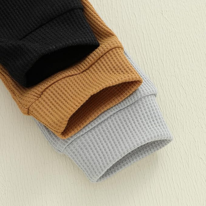 Sejardin Toddler Baby Boy Girl Pants 3 Pack Solid Color Elastic Waist Jogger Sweatpants Newborn Infant Casual Bottoms