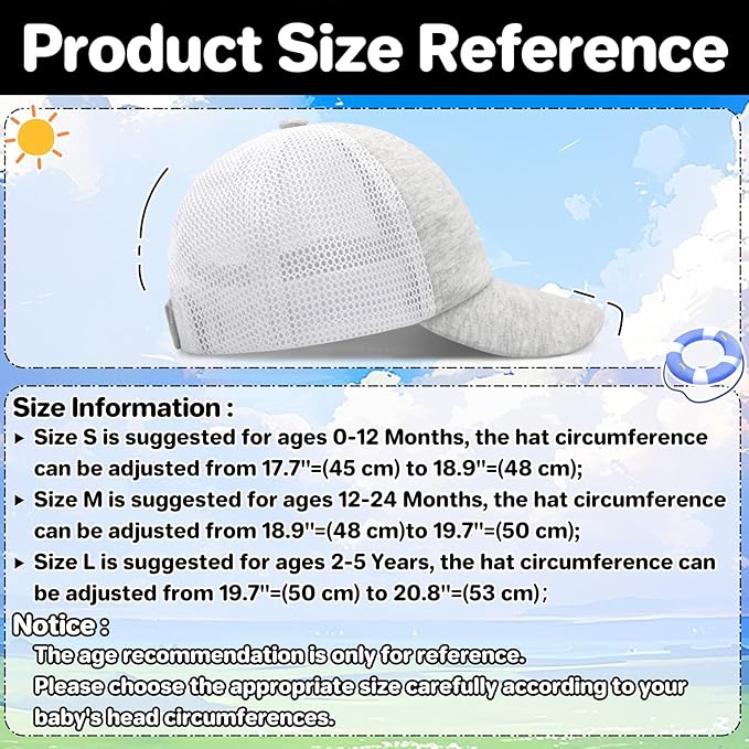 qikqik Baby Baseball Cap Toddler Baseball Hat with Mesh Infant Sun Hat UPF 50+ Baby Ball Cap Toddler Girl Hats Kids Hat Boys