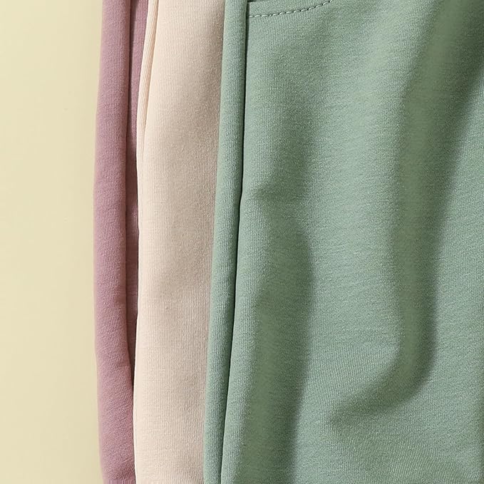Sejardin Toddler Baby Boy Girl Pants 3 Pack Solid Color Elastic Waist Jogger Sweatpants Newborn Infant Casual Bottoms