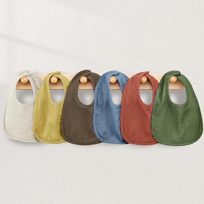 Muslin Baby Bibs for Unisex Boys Girls, Cotton Drool Bibs, Adjustable Newborn Bibs for Drooling and Teething