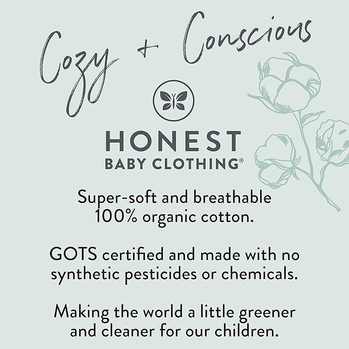 HonestBaby 4 Piece Pajamas Sleepwear Pjs 100% Organic Cotton for Infant Baby and Toddler Boys, Girls, Unisex