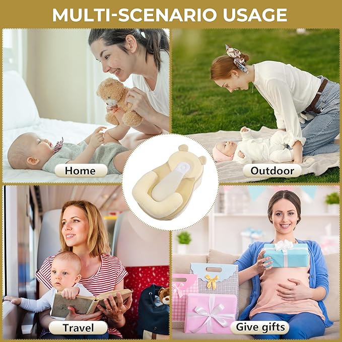 Baby Feeding Pillow, Anti Overflow Feeding Pillow for Reducing Spit-Up, Safety Nursing Pillow, Baby Lounger Reflux Wedge Breastfeeding, Removable top and Bottom(Yellow)