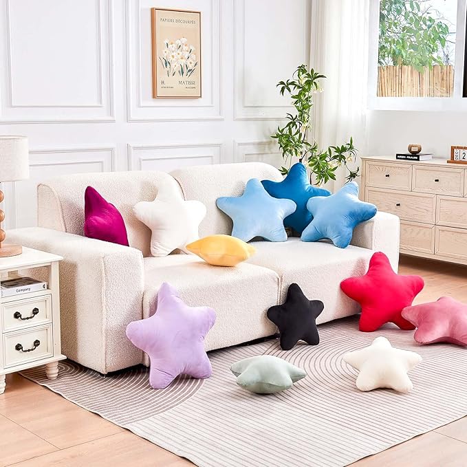 Sage Green Star Throw Pillow, Cute Star Pillow Room Decor, Soft 19.6" Star Shaped Decorative Throw Pillow for Bedroom, Star Plush Floor Cushions Pillows