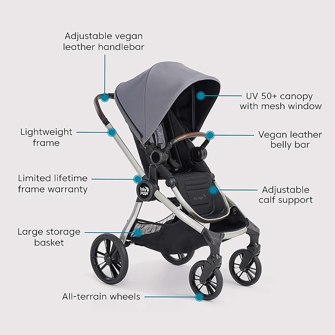 Baby Jogger City Sights Stroller - Convertible Stroller with Compact Fold Dark Slate