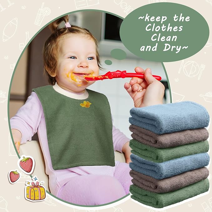 6 Pcs Pullover Baby Bibs Cotton Terry Toddler Absorbent Infant for Feeding and Drooling Towel Slip on Bib(Bright Color)