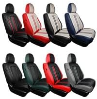 FREESOO Front Seats 2PCS Leather Car Seat Covers, Ultra Breathable Waterproof Seat Covers for Cars Trucks SUV, Carseat Protector Car Seat Cover Fit for Most Vehicles, Black Gray