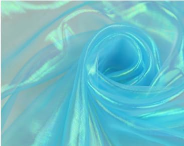 Sky Blue Iridescent Organza Fabric - Image 8