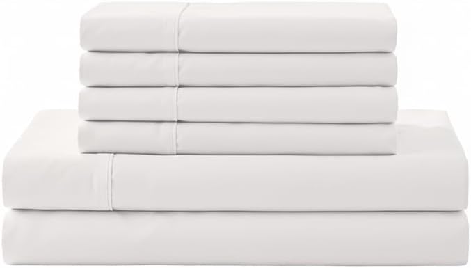 Linen Home 100% Cotton Percale Sheet Set, King Size, Snow White, Deep Pocket by LINENHOME
