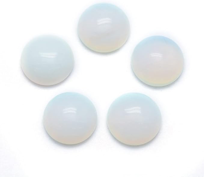 FASHEWELRY 50Pcs Natural Opalite Cabochons Flat Back Gemstone Cabochons 10mm by FASHEWELRY