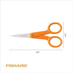 Fiskars Premier No. 5 Micro-Tip Orange-Handled Fabric Scissors, Double Loop - Image 2