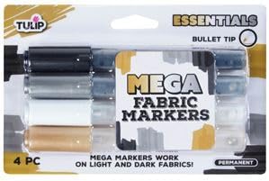 TULIP Mega Fabric Markers 4 Pack, Essentails by Tulip