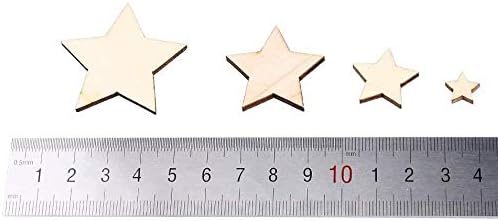 DERAYEE 100 Pcs Unfinished Wooden Stars Ornaments - Image 2