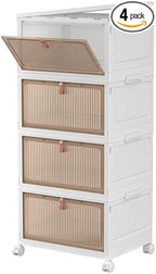 CTSNSLH 4 Tier Plastic Storage Bins - 28Qt Stackable with Lids by CTSNSLH