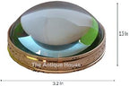 Vintage Solid Brass Desk Magnifying Glass Chart Paper Reader Weight Magnifier - Image 2