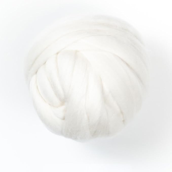 Extra Fine Merino 8oz White Wool roving Best Wool Fiber by Kondoosnaturalfibers