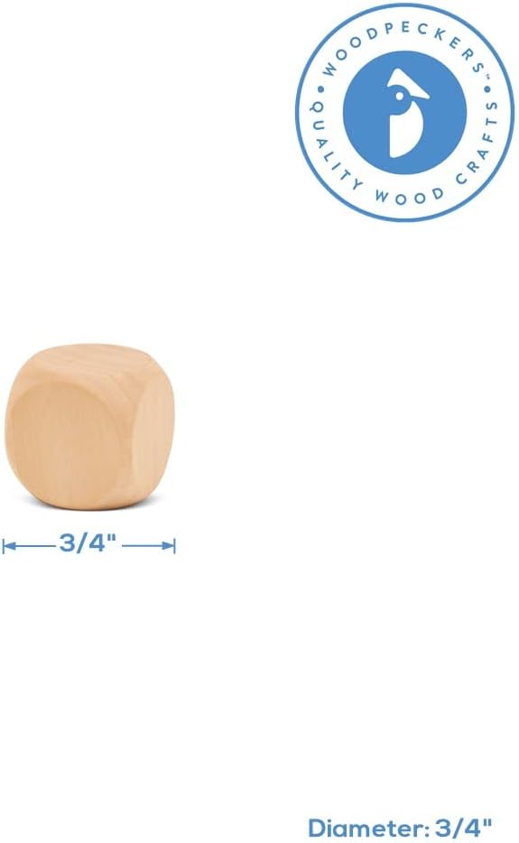 Blank Dice 3/4 inch x 3/4 inch, Small Wooden Craft Cubes - Image 4