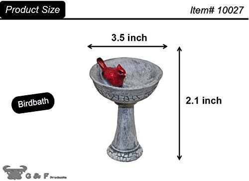 G & F Products MiniGardenn 10027 Fairy Garden Cardinal Birdbath Pick - Image 2
