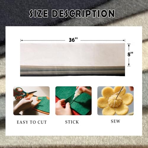 Black White Grey 8 Assorted Soft Felt Sheets Fabric 8'' x 36'' 1.6mm Thick | - Image 2