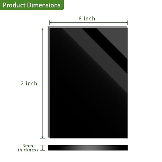 8 x 12 Black Acrylic Sheet 1/4 inch Thick 6mm Black Plexiglass Sheet, DIY - Image 2