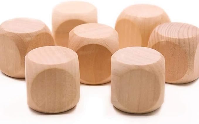 10 Pcs Wooden Dice, 6 Sided Blank Dice Round Corner Cube DIY Graffiti Crafts by Unknown