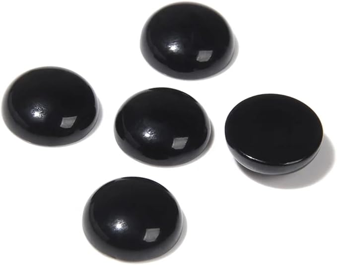 20pcs 12mm Natural Stone No Hole Black Agate Semicircle Smooth Cabochons Beads by 2TTFishoo